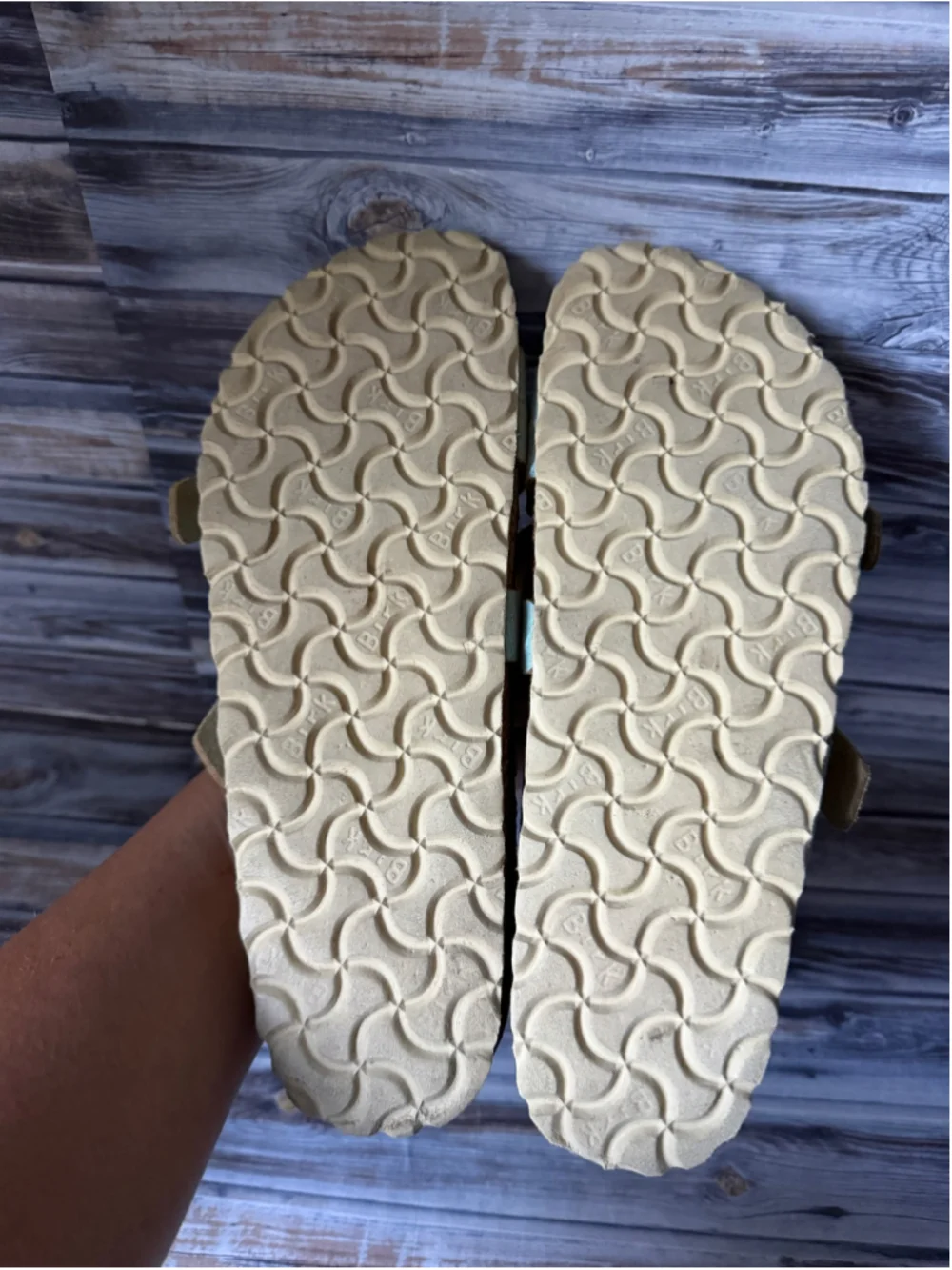 BIRKENSTOCK Yao Suede Leather Washed Metallic Aqua Sandals Sz 9